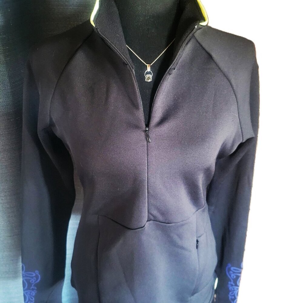 Athleta Women's Black/Lime/Purple 1/4 Zip Fitted Fleece Pullover - Size M - Picture 7 of 11